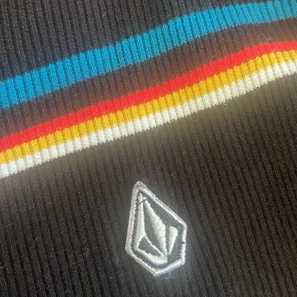 Volcom Black Ribbed Striped Ruffle Tee - Picture 5 of 9